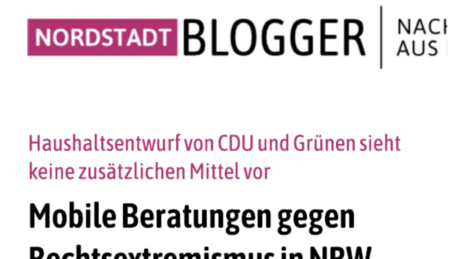 Artikelausschnitt: Nordstadtblogger. 09.11.2022