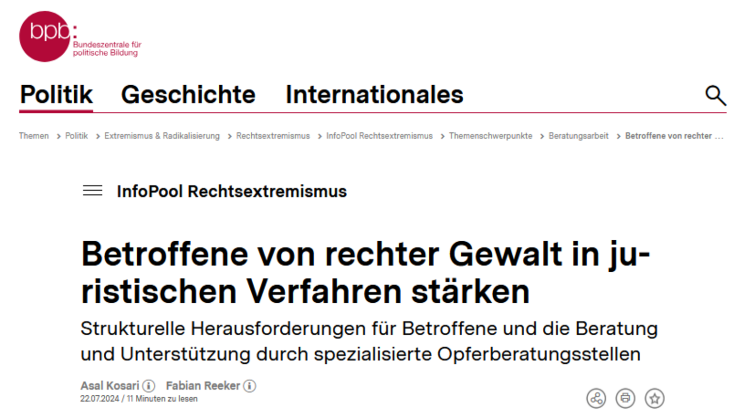 Veröffentlichung: Betroffene von rechter Gewalt in juristischen Verfahren stärken.