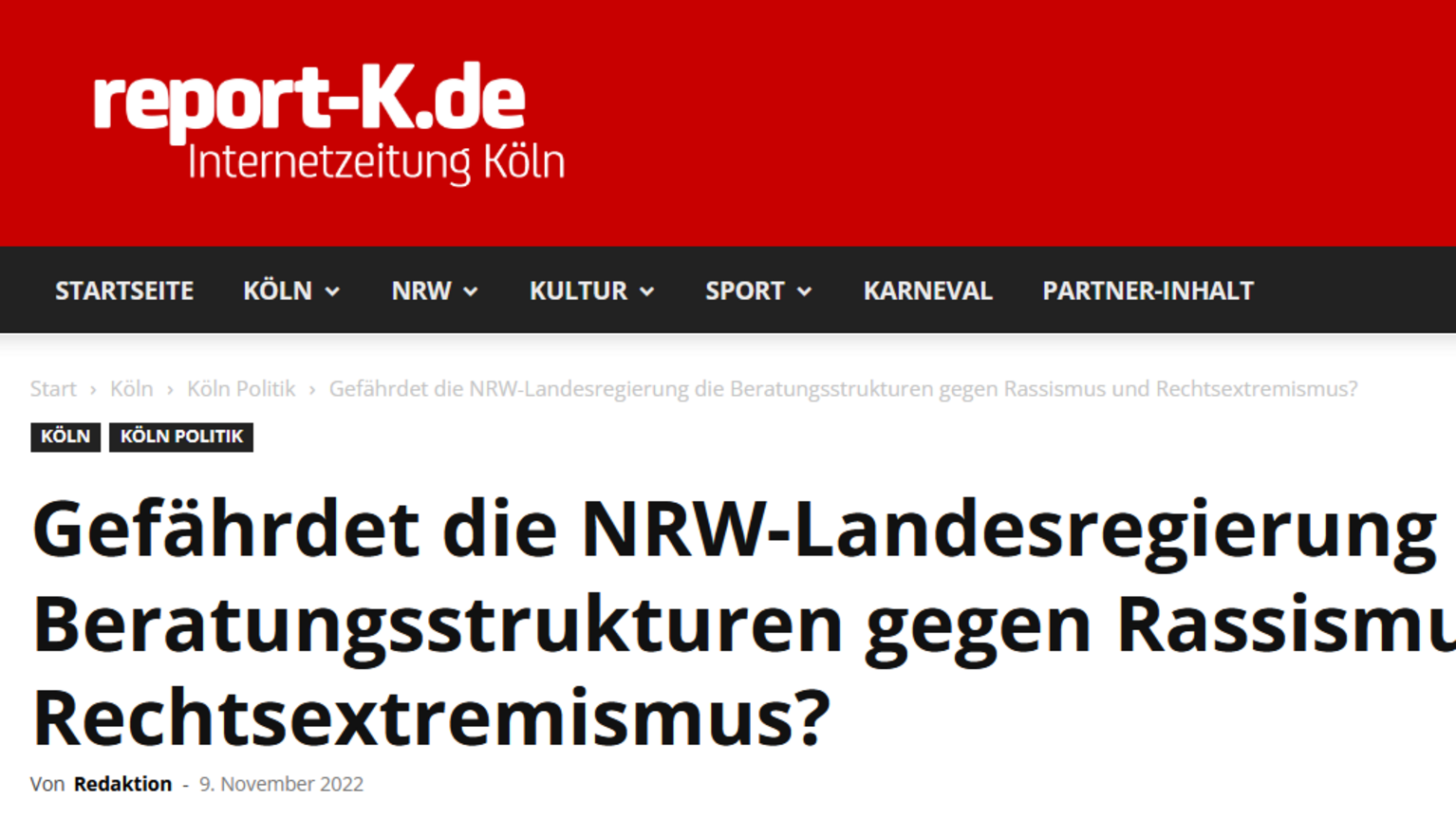 Artikelausschnitt: Report-K. 09.11.2022