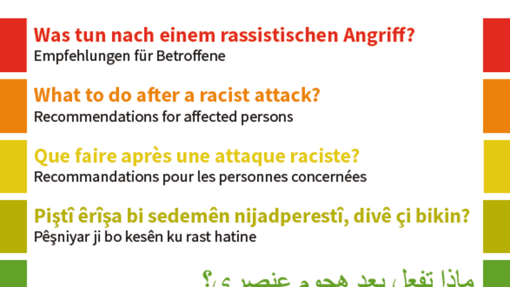 Was tun nach einem rassistischen Angriff? Empfehlungen für Betroffene Was tun nach einem rassistischen Angriff? Empfehlungen für Betroffene